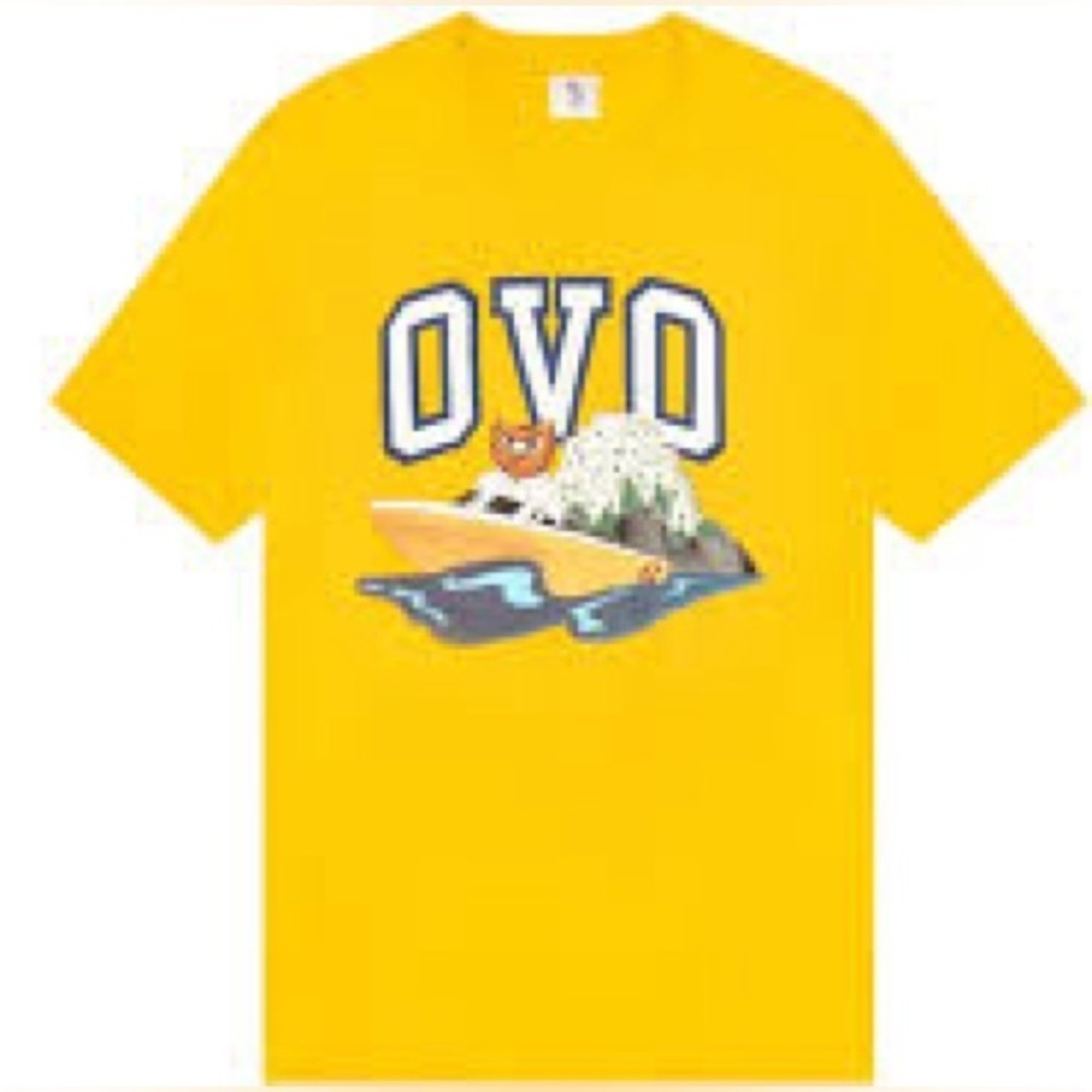 EUC AUTHENTIC OvO October’s Very Own Speedboat Owl T-Shirt Small Yellow